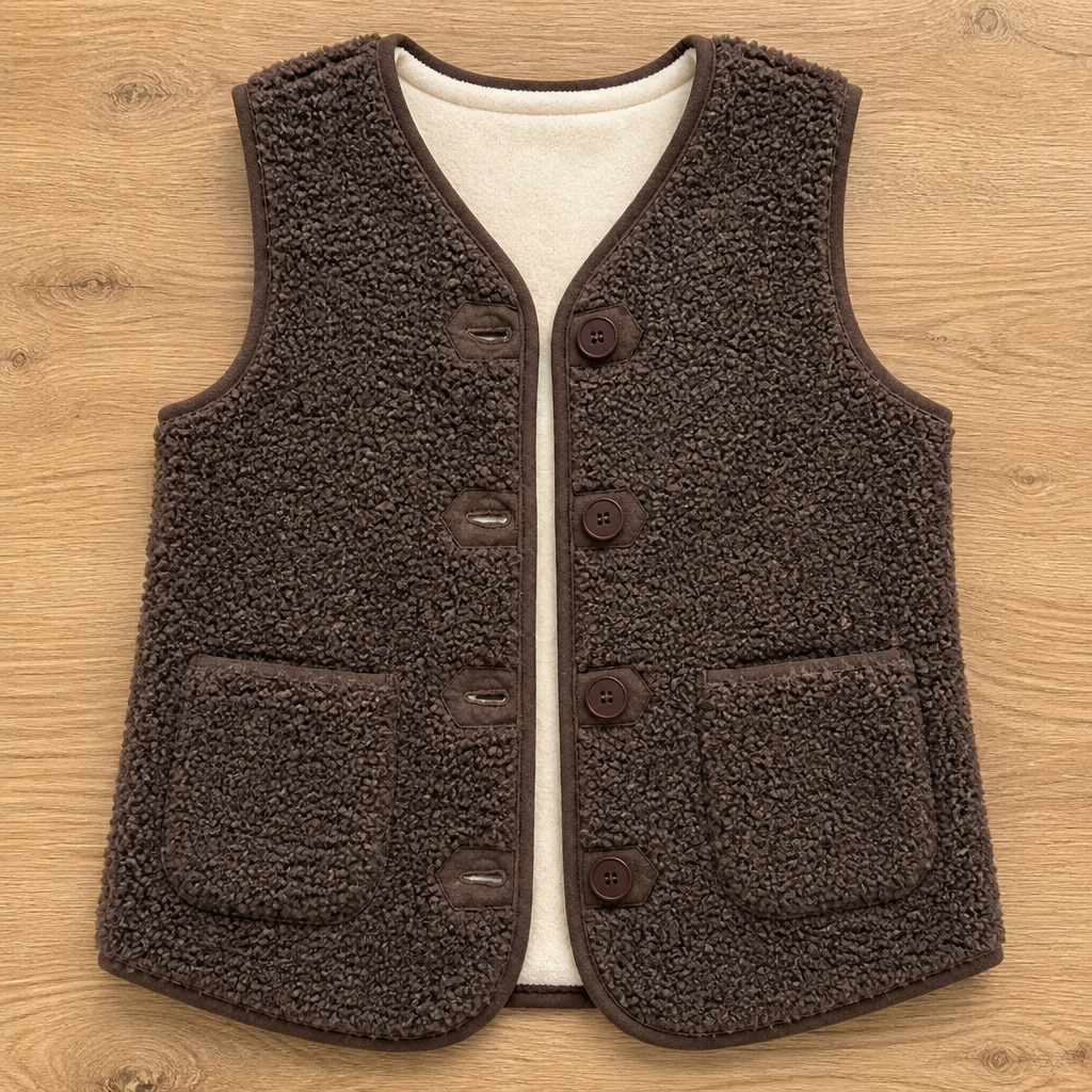 CloudWarm™ – Cozy Sherpa Button-Front Sleeveless Vest