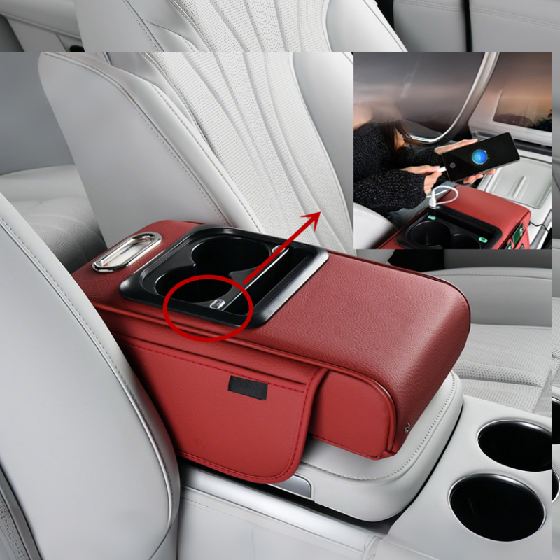 Center Console Armrest for Car with USB Charging – Cup Holder & Storage