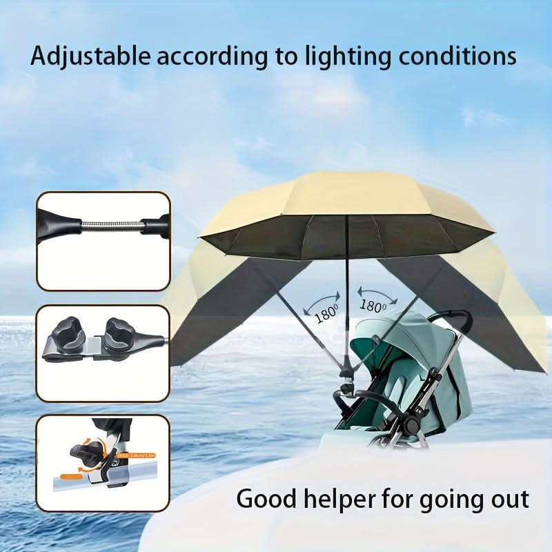Flexible Sunshade Umbrella for Strollers and Trolleys with Adjustable Arm