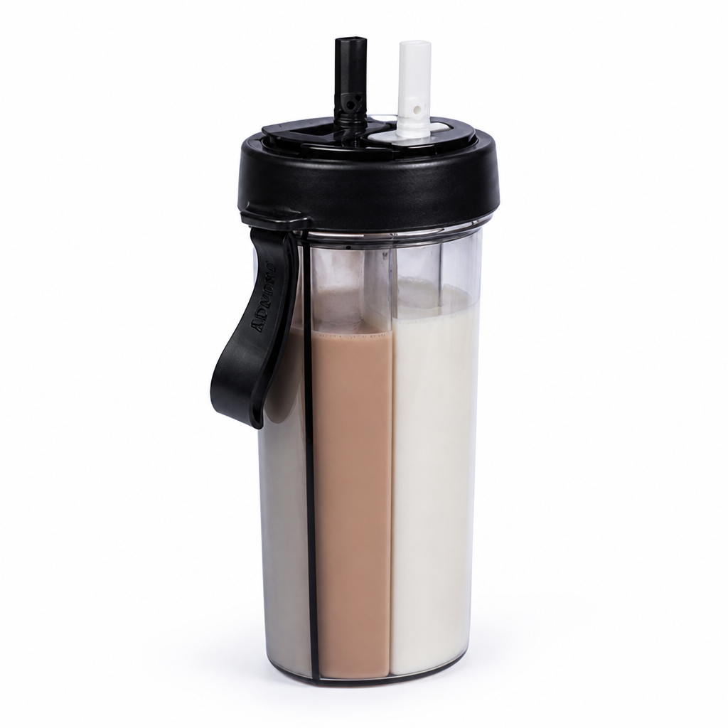 Dual-Chamber Leak-Proof Tumbler (Removable Double Straw)