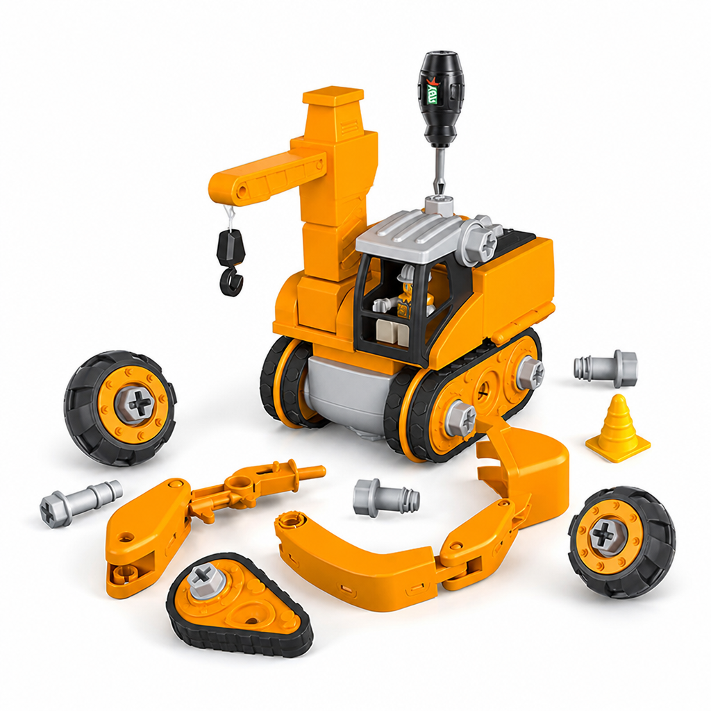 BPA-Free 120-Piece Educational Construction Vehicle Set (Ages 4+)