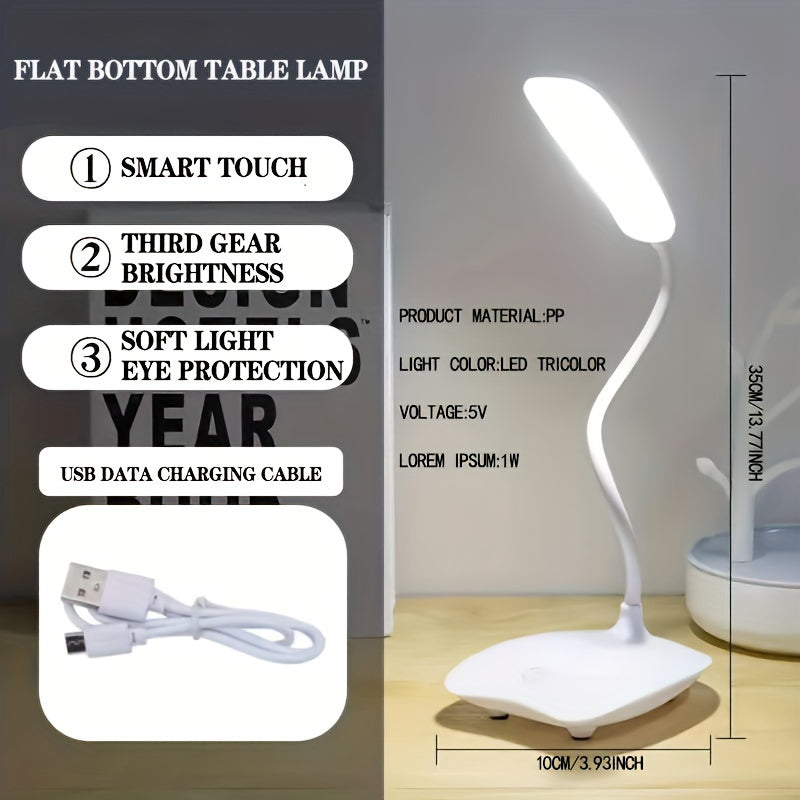 Touch Dimming LED Desk Lamp – USB Rechargeable with Eye Care Feature