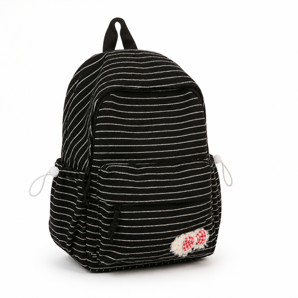 Large-Capacity Korean-Style Striped Puppy Print Backpack