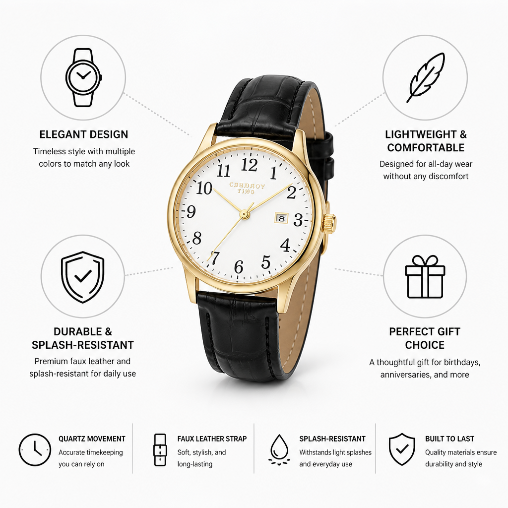 Square Dial Faux Leather Women's Quartz Watch (Splash-Resistant)