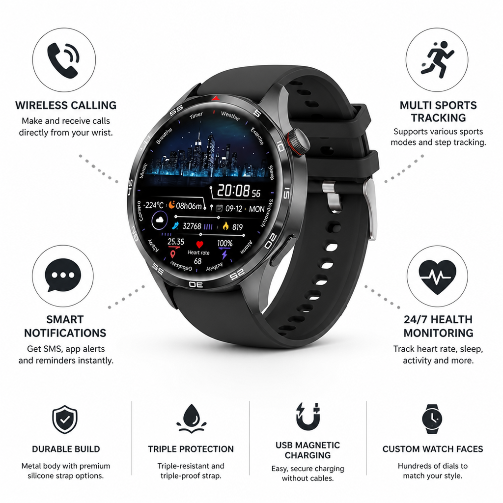 Metal Case & Silicone Band Smartwatch