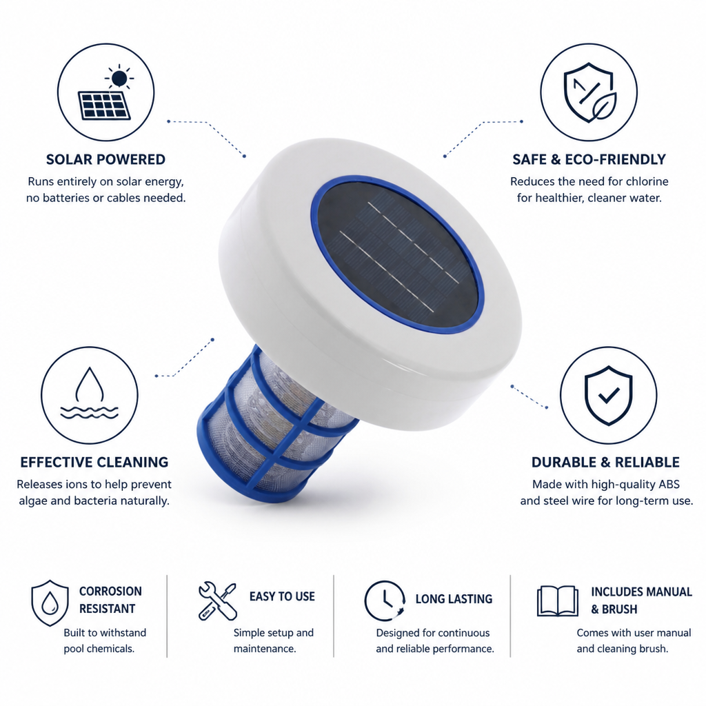 Solar-Powered Floating Pool Ionizer (For Pools & Spas)
