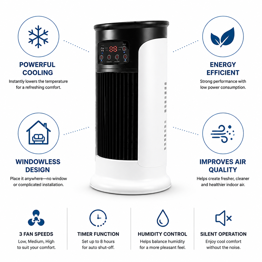 Energy-Efficient Windowless Portable Air Conditioner