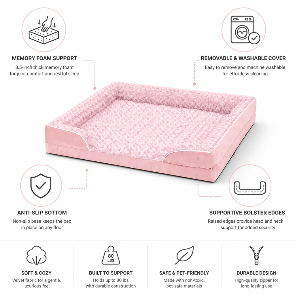 Velvet Memory Foam Pet Sofa Bed (Removable Washable Cover)