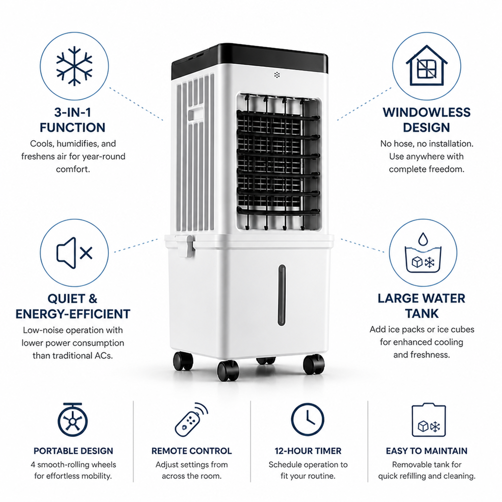Windowless 3-in-1 Portable Air Conditioner