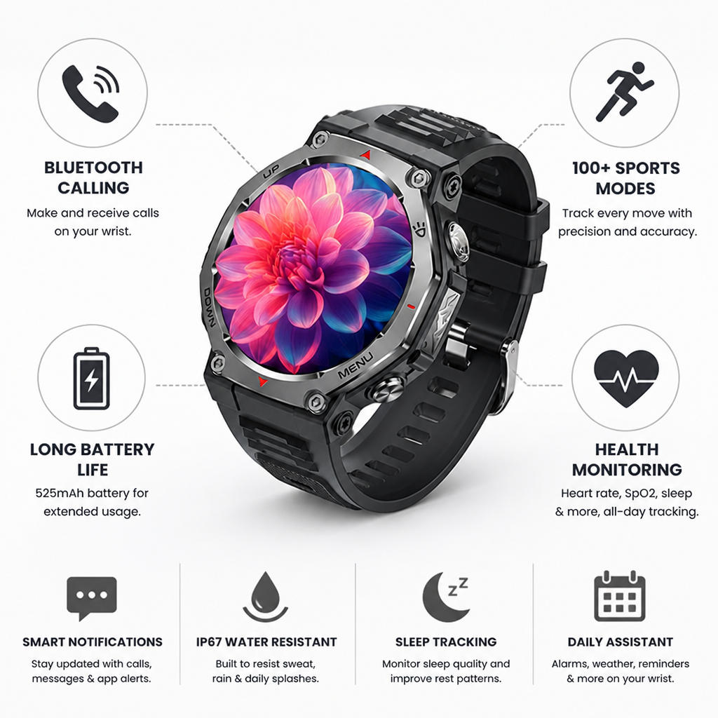 1.43-Inch HD Touchscreen Bluetooth Calling Smartwatch