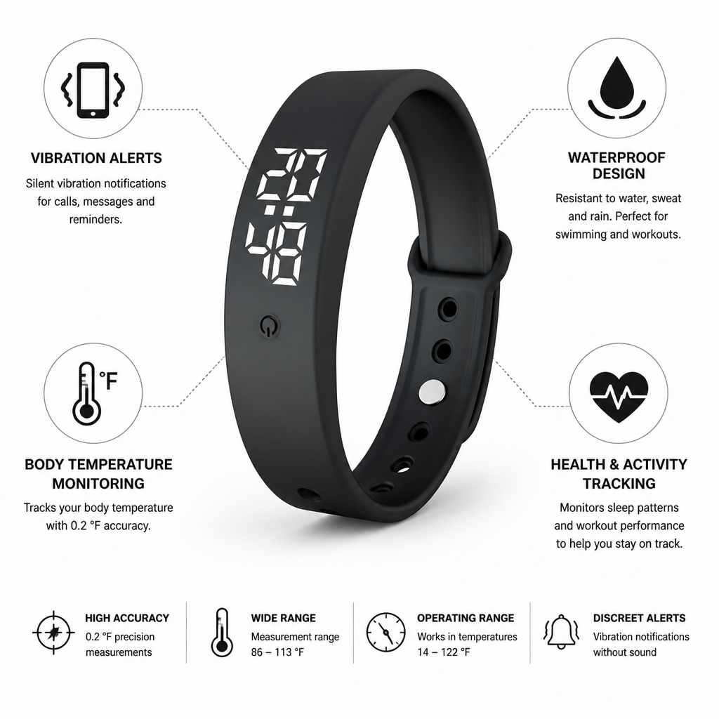Silent Vibration Waterproof Health-Tracking Smartwatch