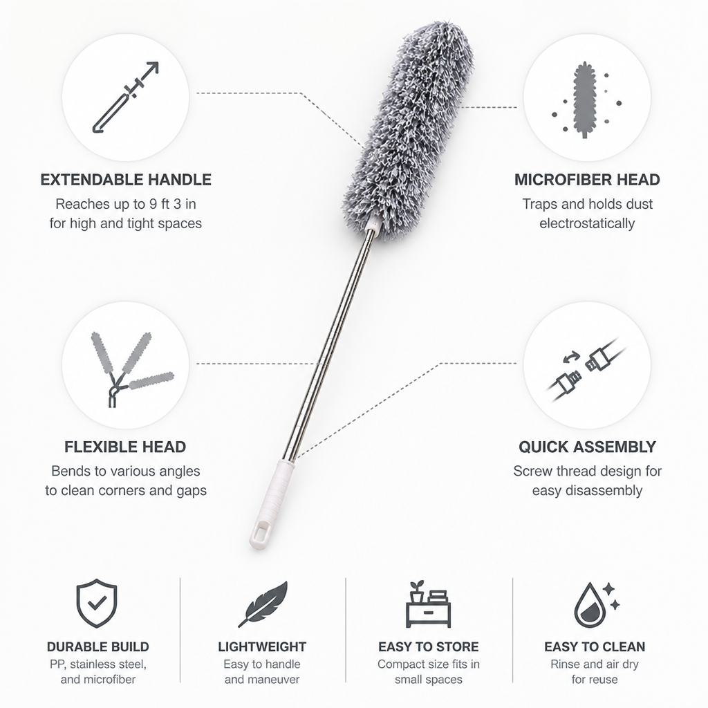 Extendable Stainless Steel Microfiber Duster