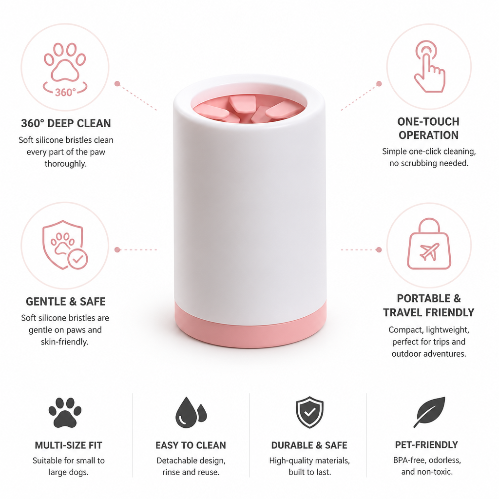One-Touch 360° Soft Silicone Paw Cleaning Cup