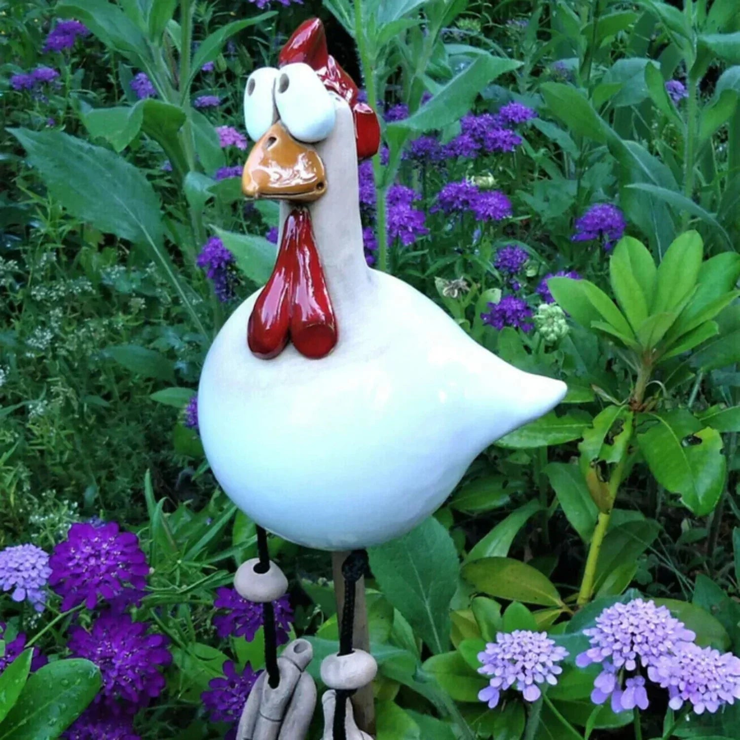 Polka Dot Chicken Garden Statue – Durable Outdoor Decor