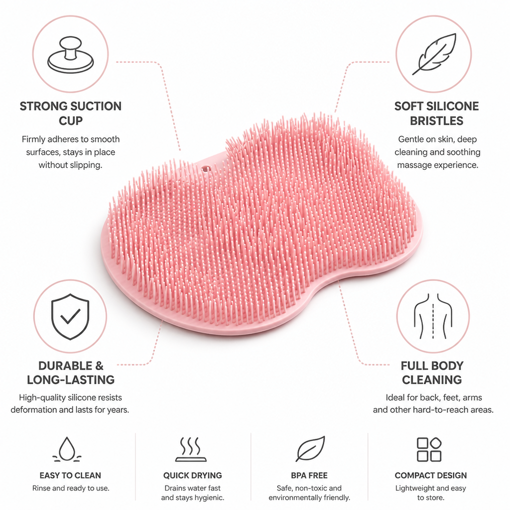 Silicone Non-Slip Suction Cup Shower Scrubber