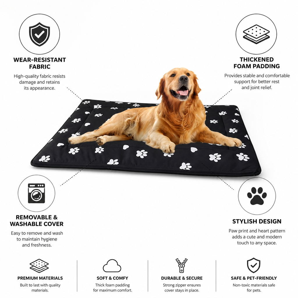 Wear-Resistant Thick Foam Dog Sleeping Pad (Removable Washable Cover)