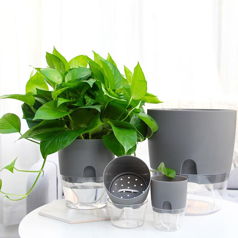 Transparent Reservoir Self-Watering Planter with Cotton Wick