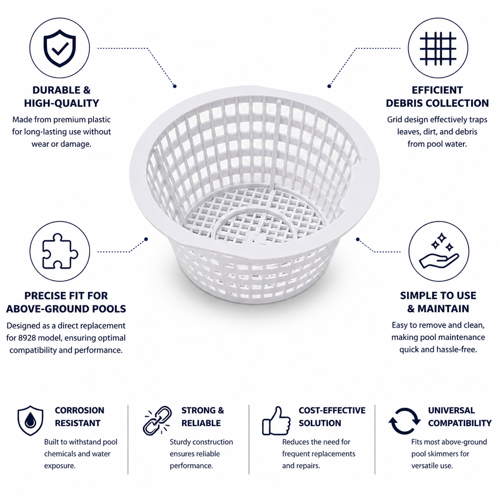 Durable Plastic Universal Above-Ground Pool Skimmer Basket