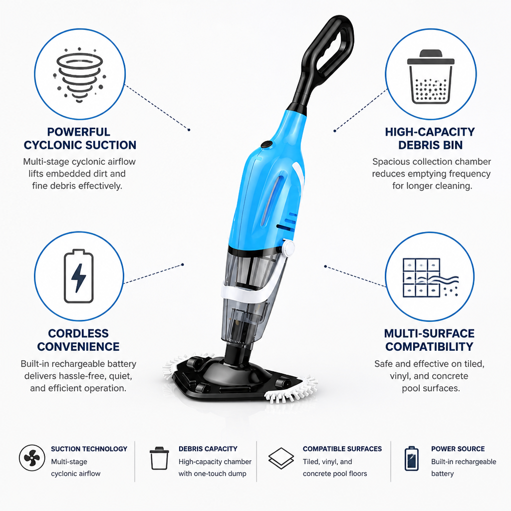 Cyclonic Suction Cordless Robotic Pool Vacuum (High-Capacity Bin)