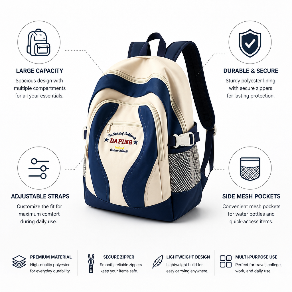 Large Capacity Multi-Compartment Travel Backpack