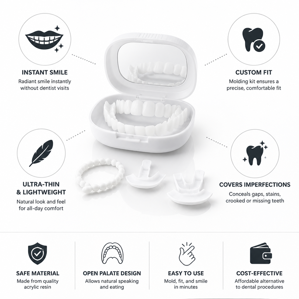 Ultra-Thin Acrylic Open-Palate Removable Veneers (With Molding Kit)