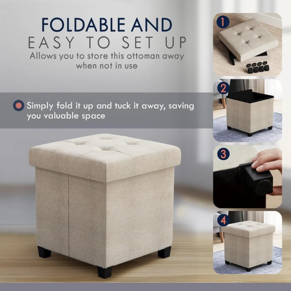 Square Ottoman Bench for Storage and Seating