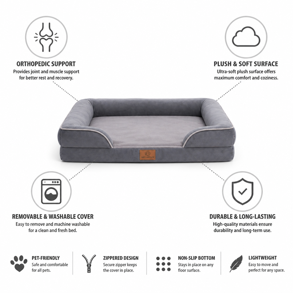 Orthopedic Plush Pet Bed (Removable & Washable Cover)