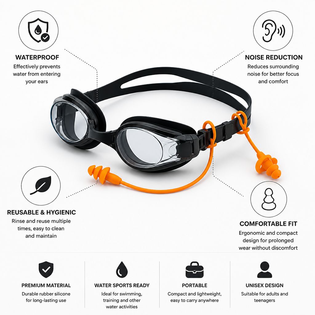 Waterproof Noise-Reducing Silicone Swimming Ear Plugs