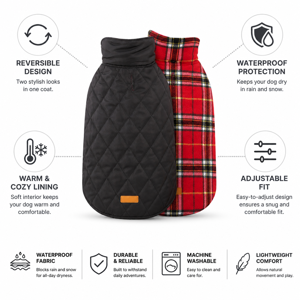 Reversible Waterproof Cozy-Lined Dog Coat