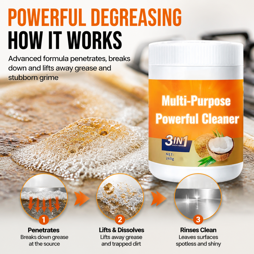 GreaseBeGone™ — Effortless Sparkle and Safety for Your Whole Kitchen