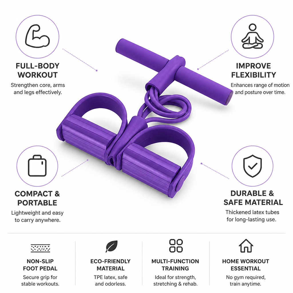 Thickened Latex & Non-Slip Foot Pedal Resistance Band Trainer