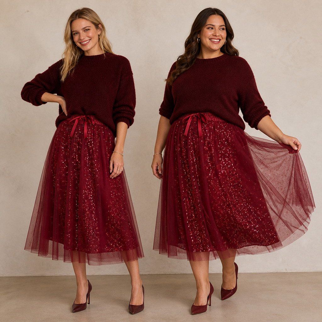 Luminelle™ Shine Top and WhisperTulle™ Skirt — Command Every Room with Effortless Elegance and Unstoppable Confidence