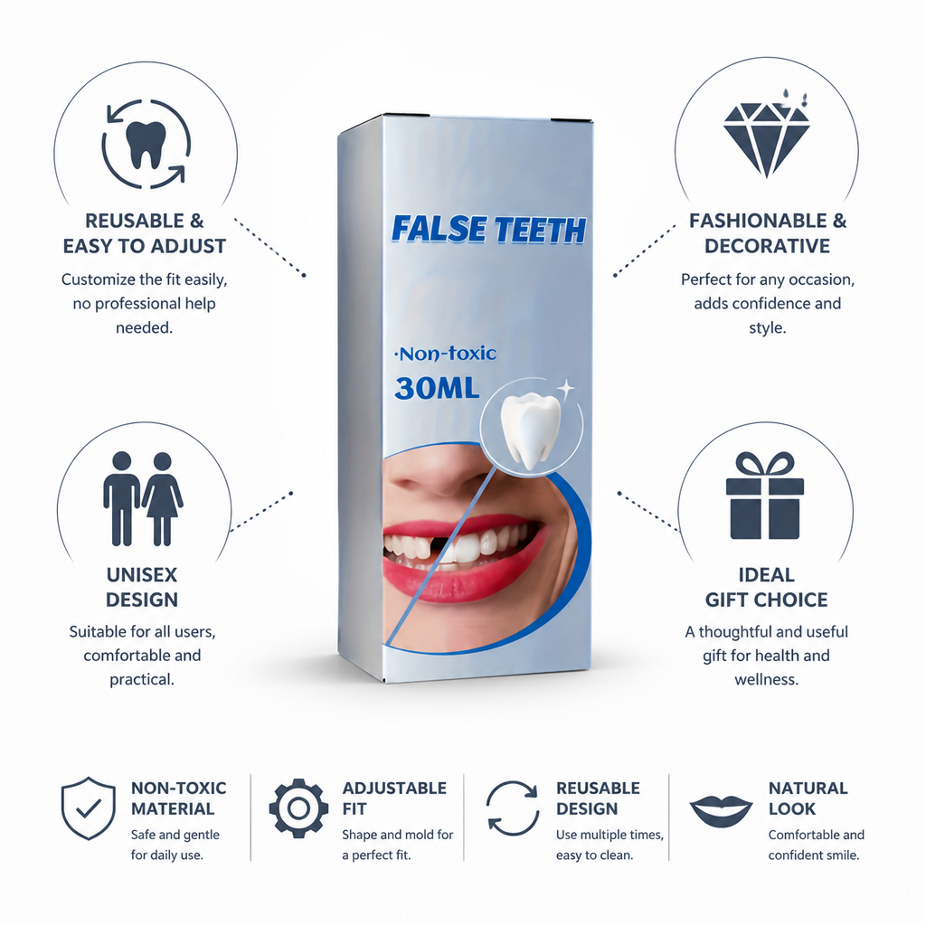 Adjustable Reusable Comfort-Fit False Teeth