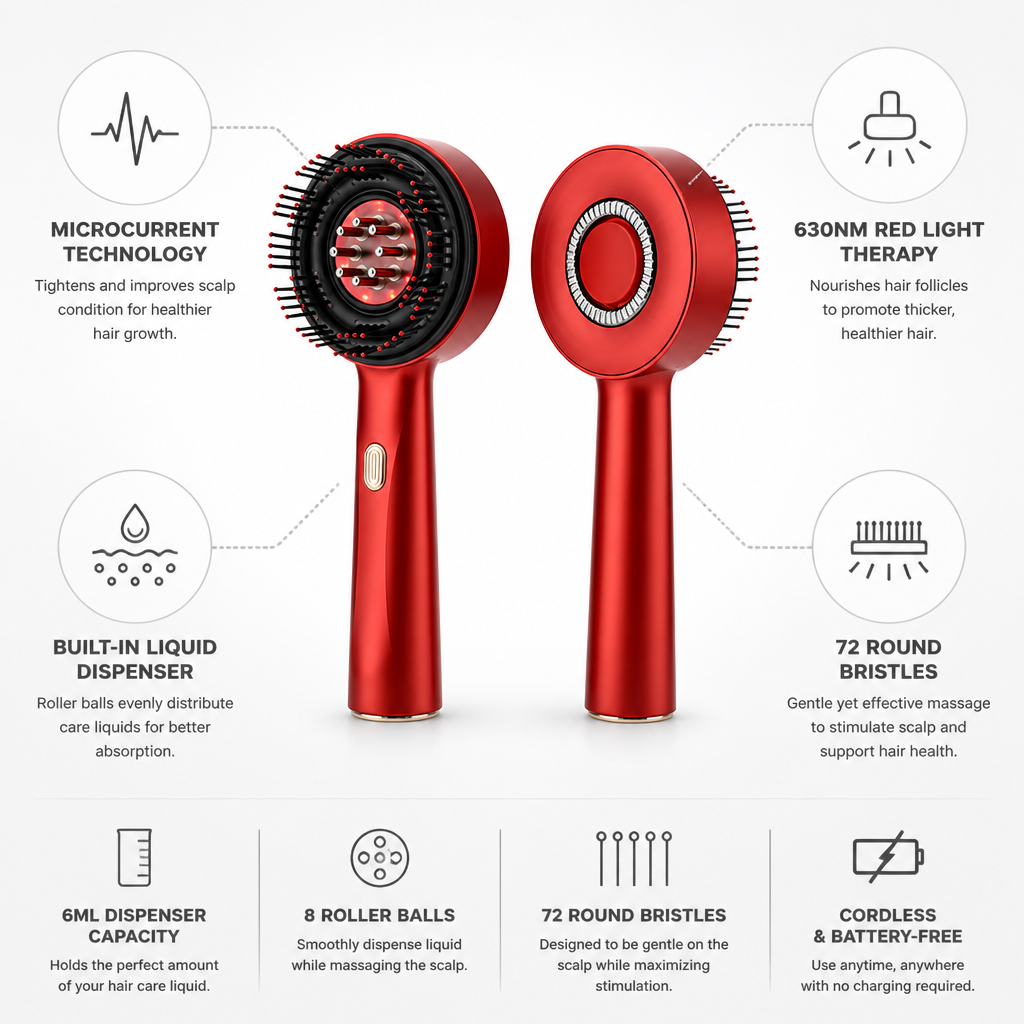 Microcurrent & Red Light Scalp Massager (With Dispenser)