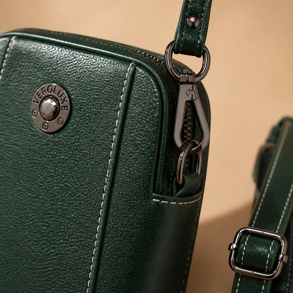 VeroLuxe™ – Vintage Oil-Finish Leather Phone Crossbody Bag with Adjustable Strap