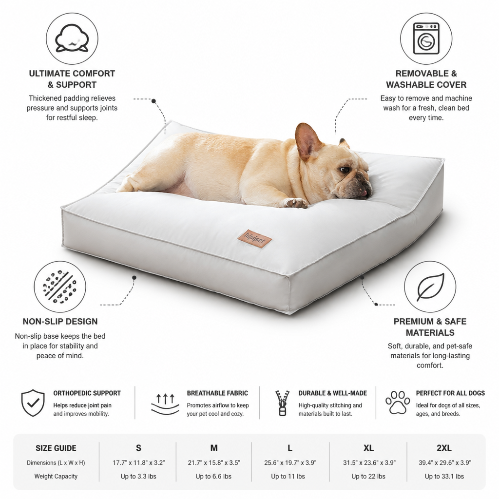 Orthopedic Plush Dog Bed (Removable & Washable Cover)