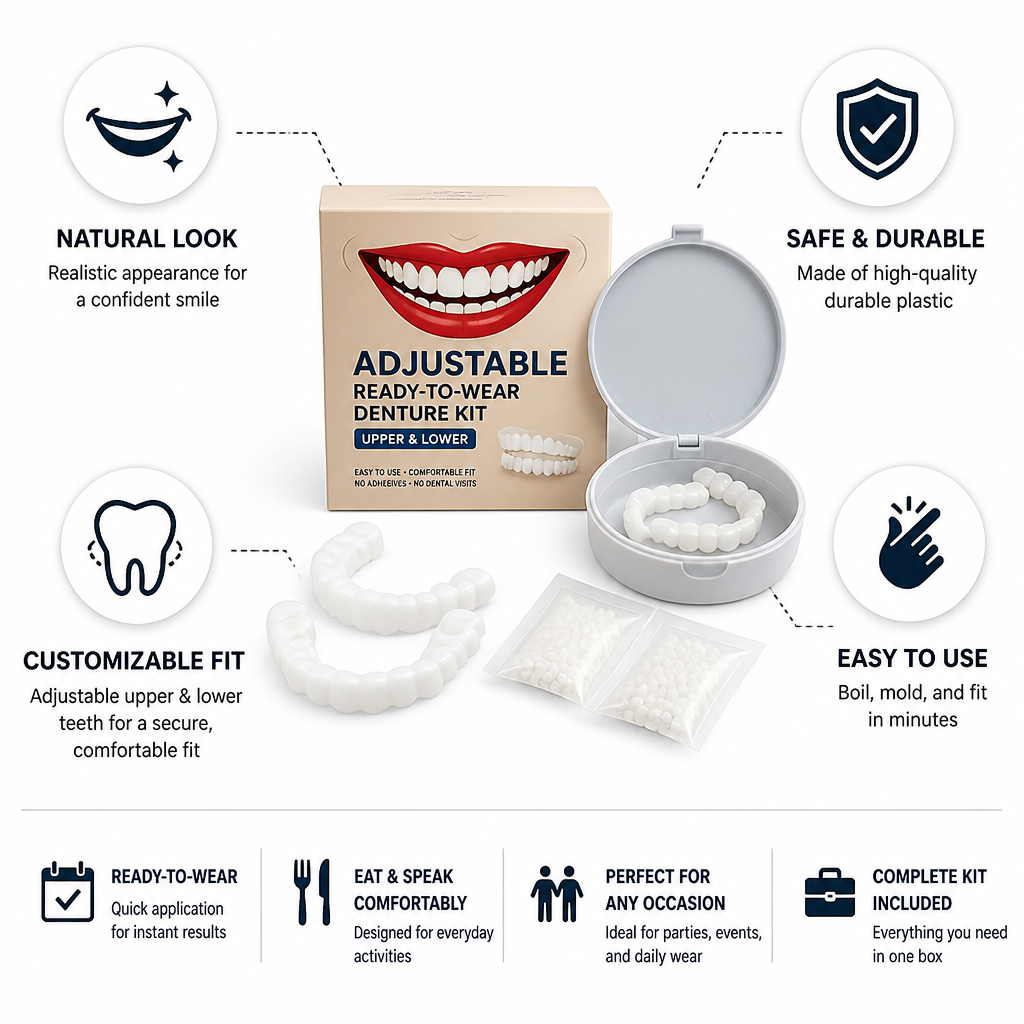 Adjustable Ready-To-Wear Denture Kit (Upper & Lower)
