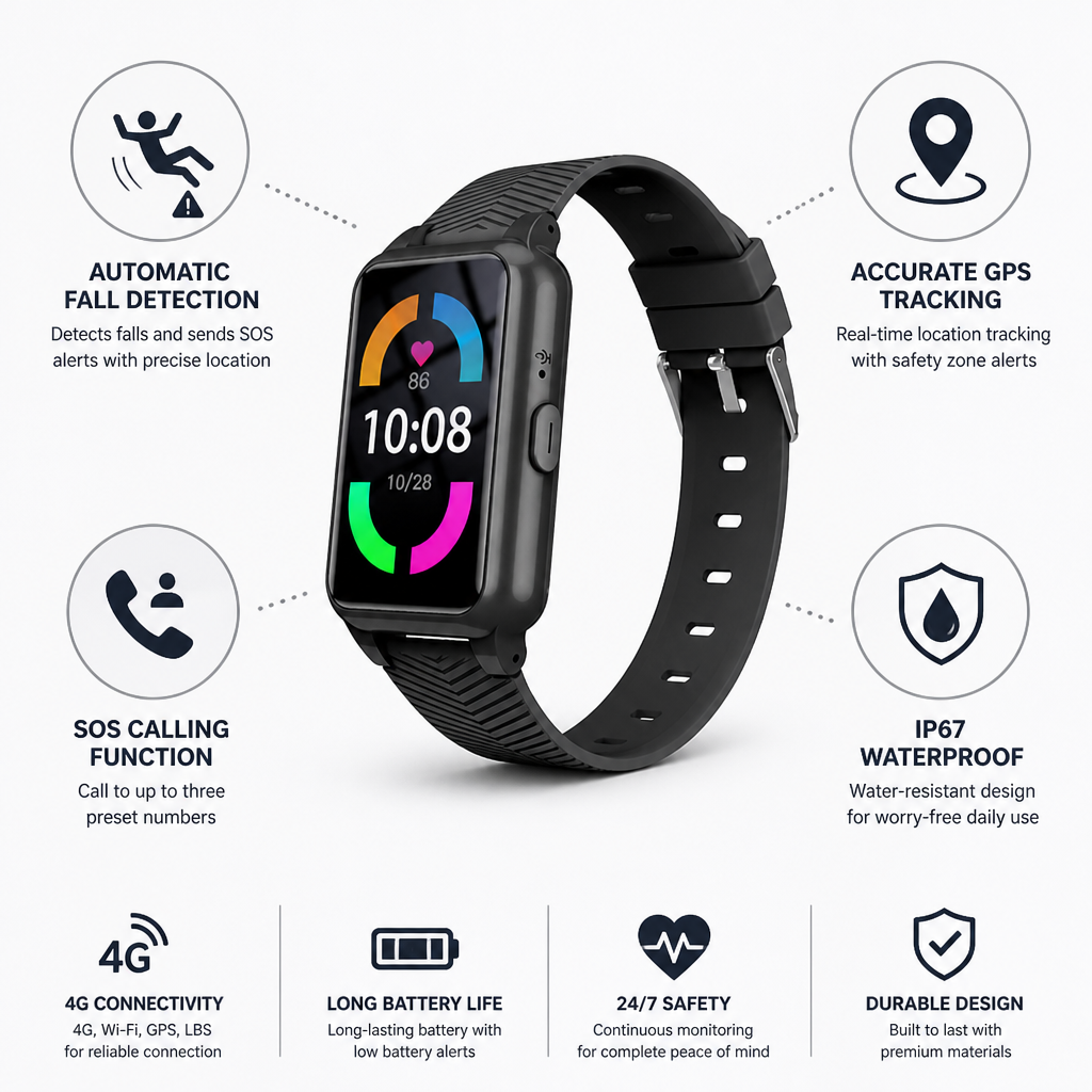 Fall Detection & GPS Senior Safety Watch