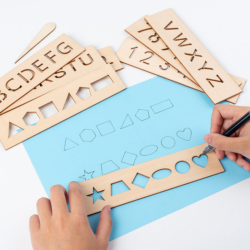 Wooden Learning Templates for Letters and Numbers