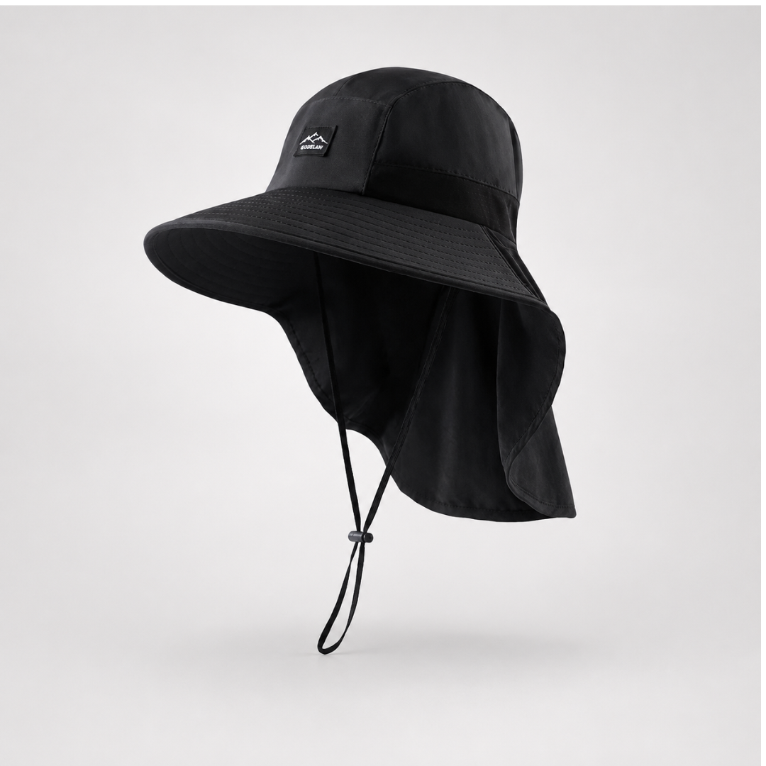 UV-Resistant Wide-Brimmed Hat with Neck Cover for Hiking and Outdoors