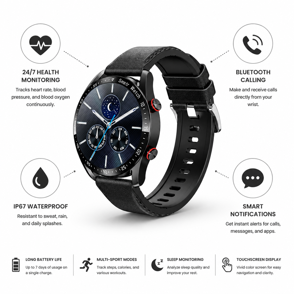 24/7 Health-Tracking & Bluetooth Calling Smartwatch