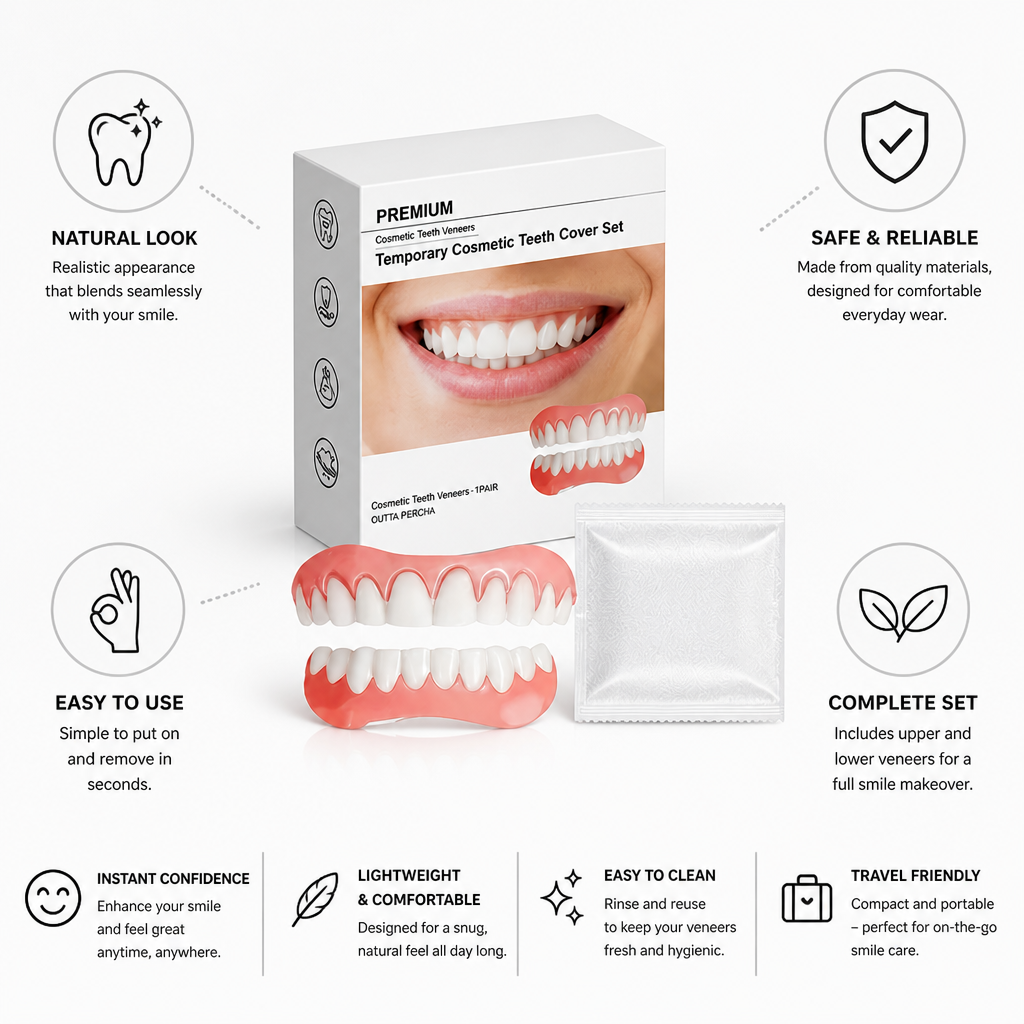 Natural-Look Removable Dental Veneer Set (Upper & Lower)