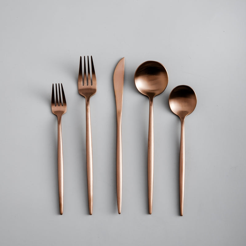 Minimalist Stainless Steel Cutlery Set 18/10 with Titanium Coating