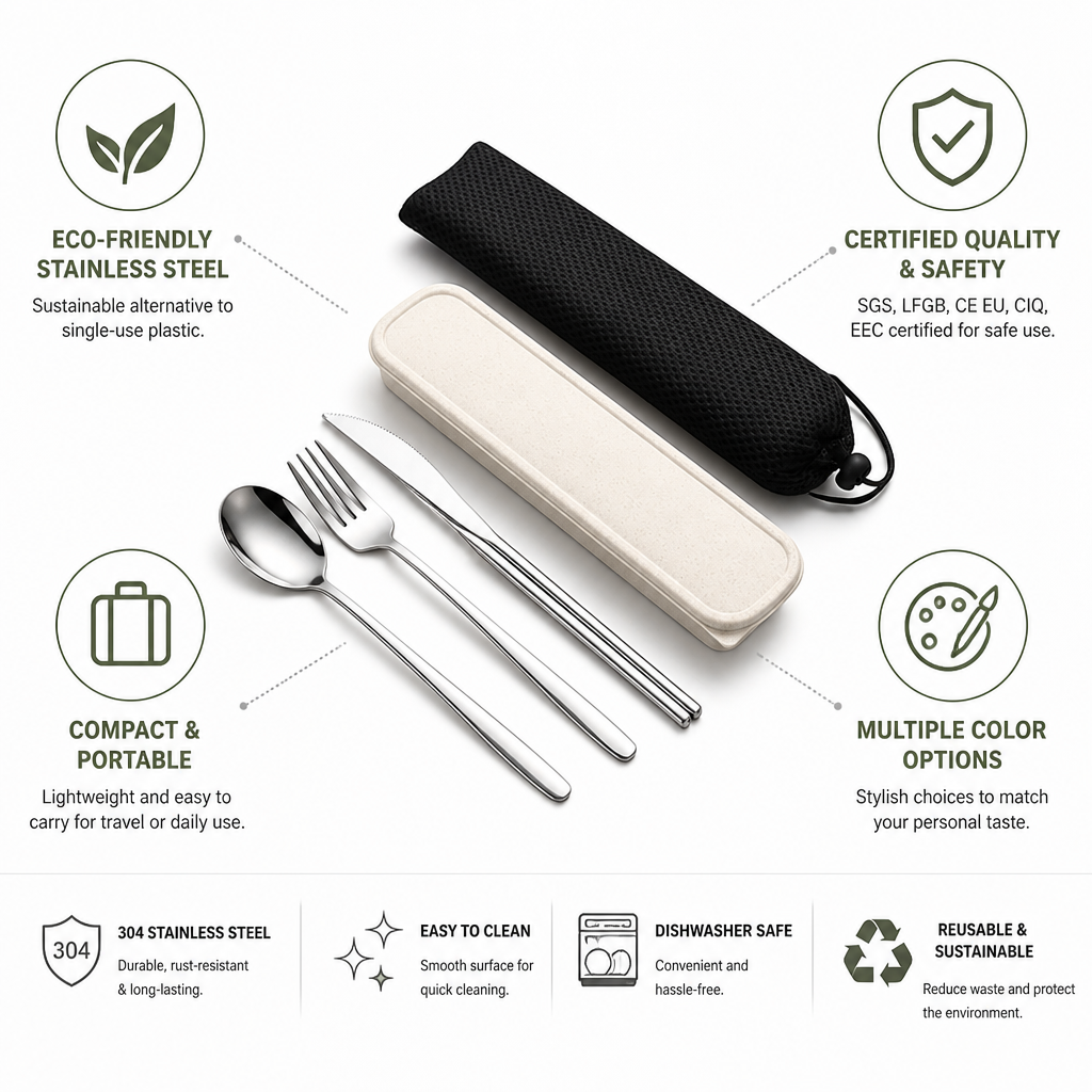 Eco-Friendly Stainless Steel Portable Cutlery Set
