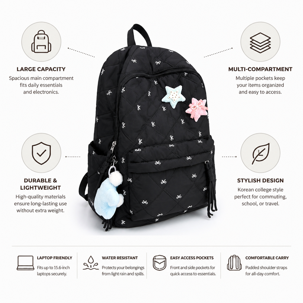 Large-Capacity & Multi-Compartment Backpack (Korean College Style)