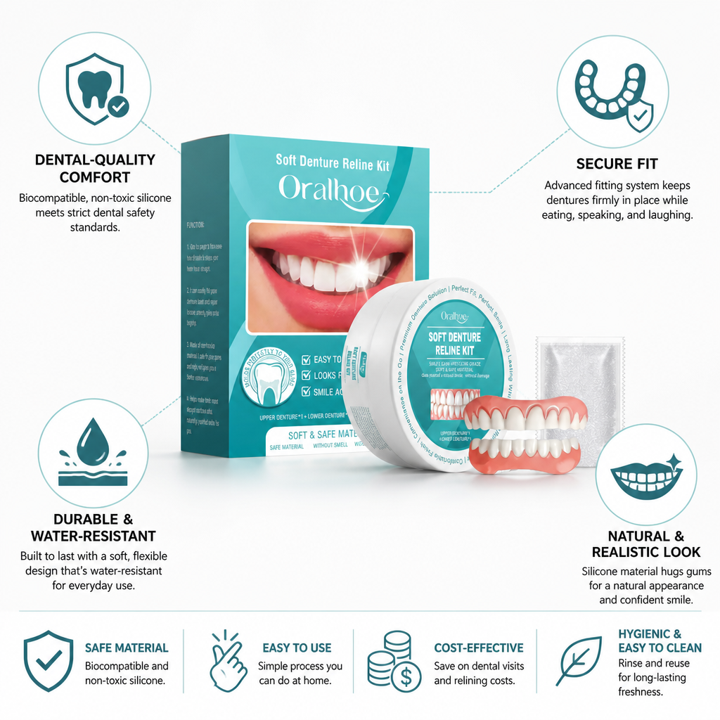 Biocompatible Silicone Secure-Fit Denture Set