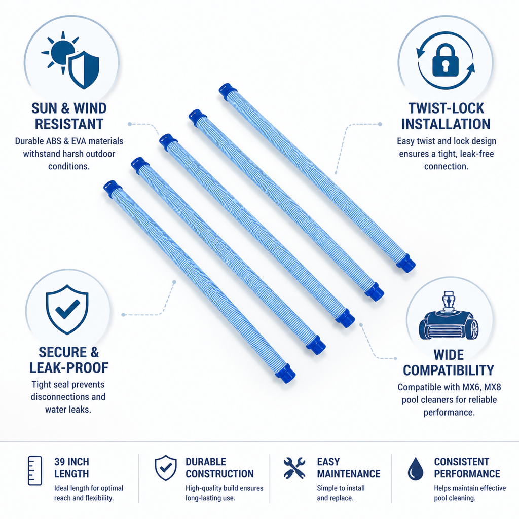 Sun-Resistant ABS & EVA Twist-Lock Pool Cleaner Hose (39 In)