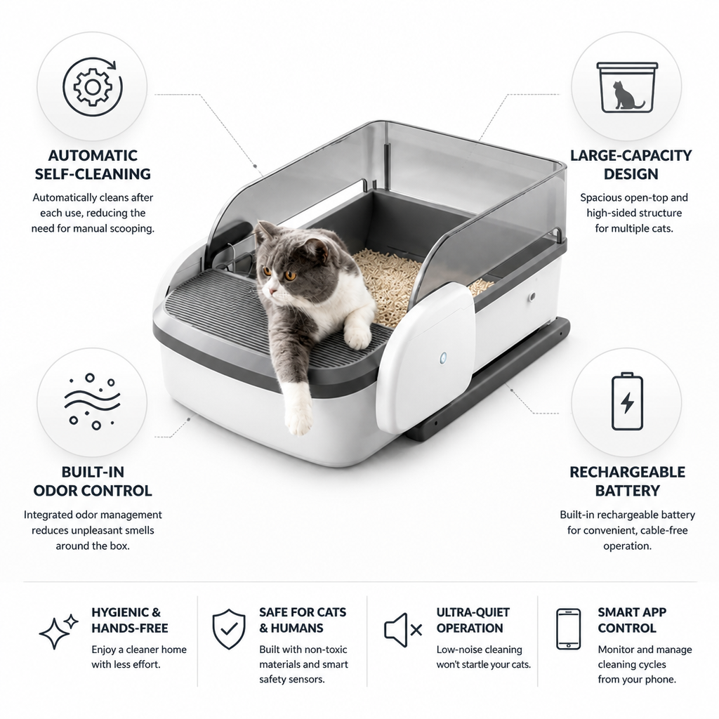 Automatic Self-Cleaning & Rechargeable Litter Box (Large-Capacity)