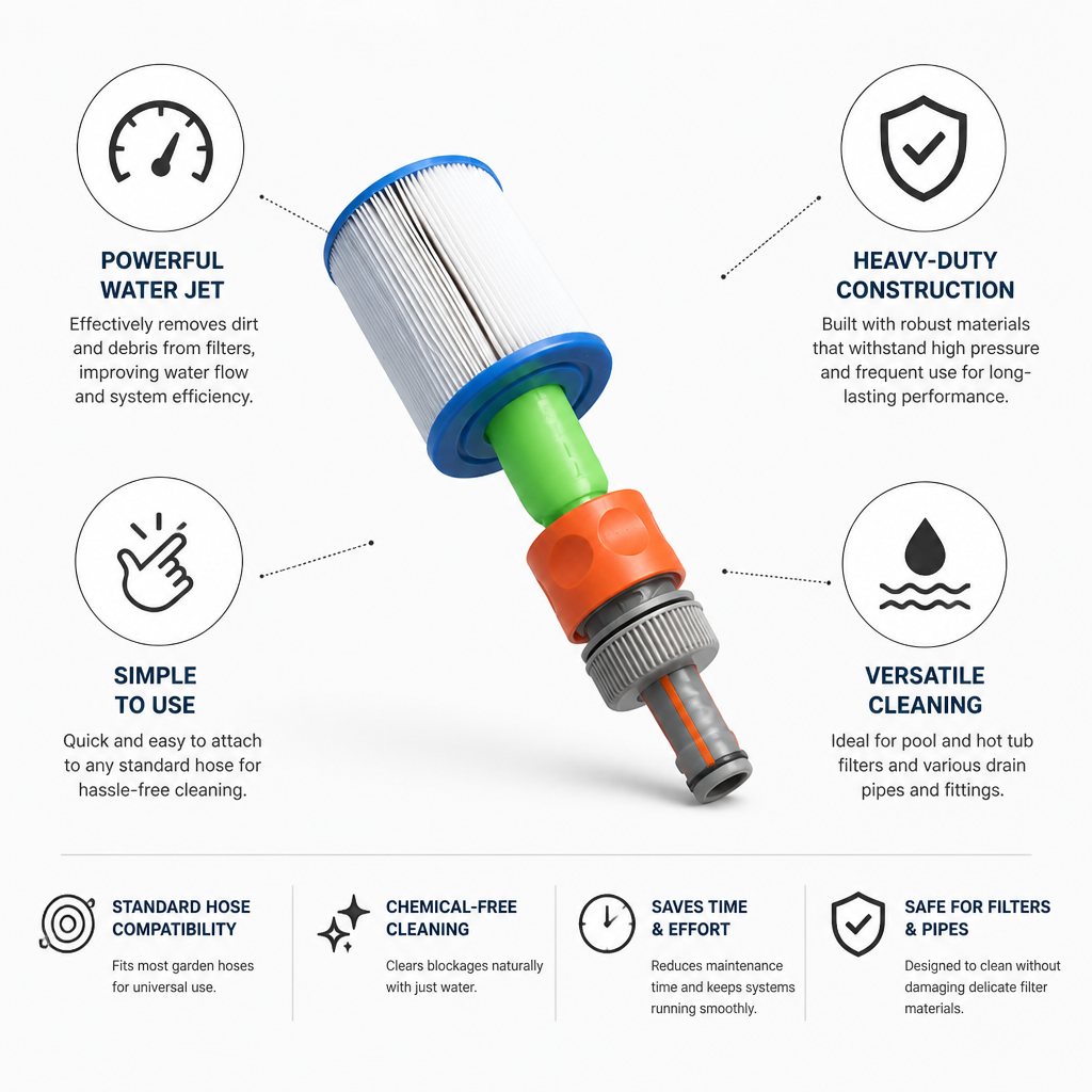 High-Pressure Universal Filter Cleaning Nozzle (Pool & Spa)