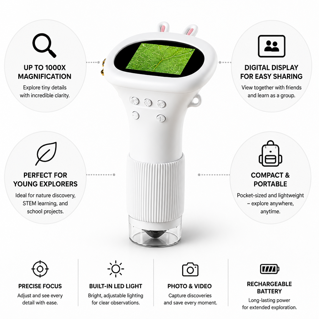 Digital Display 1000x Handheld Microscope (Child-Friendly)